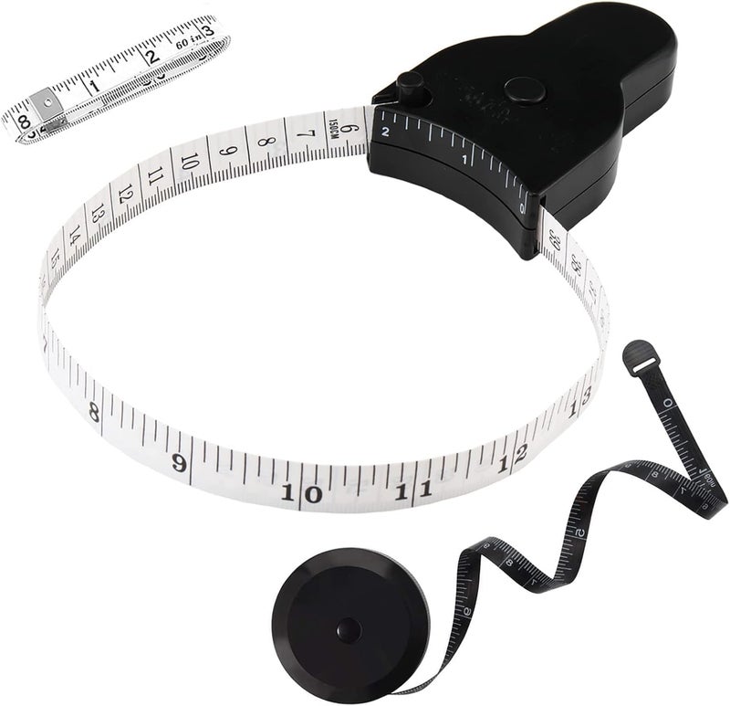 LYTOWN 3PCS Body Measure Tape 60 inch (150cm), Automatic Telescopic Fat Measure for Body Measurement & Weight Loss to Track Weight Loss Muscle Gain by One Hand - Image 1